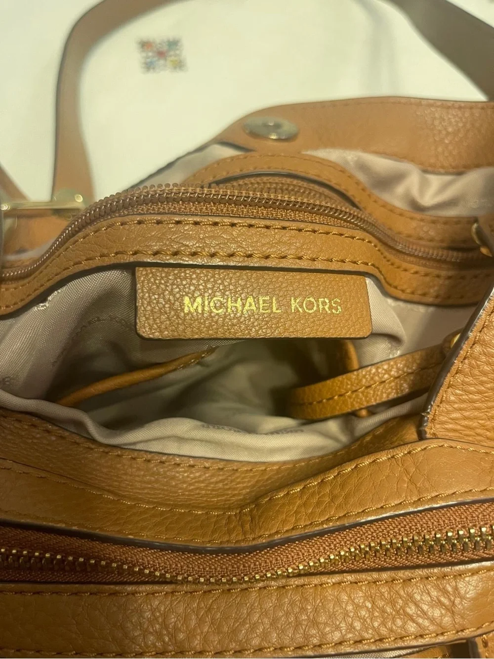 Michael Kors Cognac Pebbled Leather Shoulder Bag